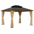 Gazebo in Legno di Abete con Tetto in Alluminio Verniciato Nero 3x3 m