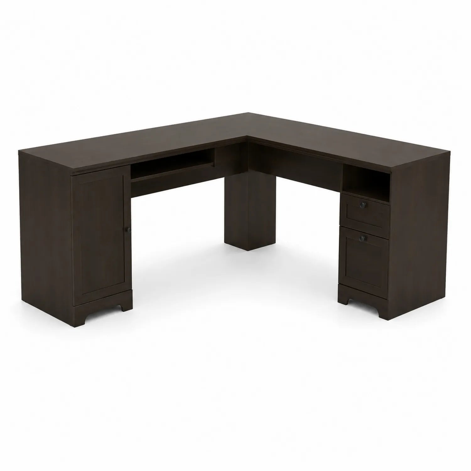 Scrivania angolare in legno con cassetti Marrone 140x140x76 cm