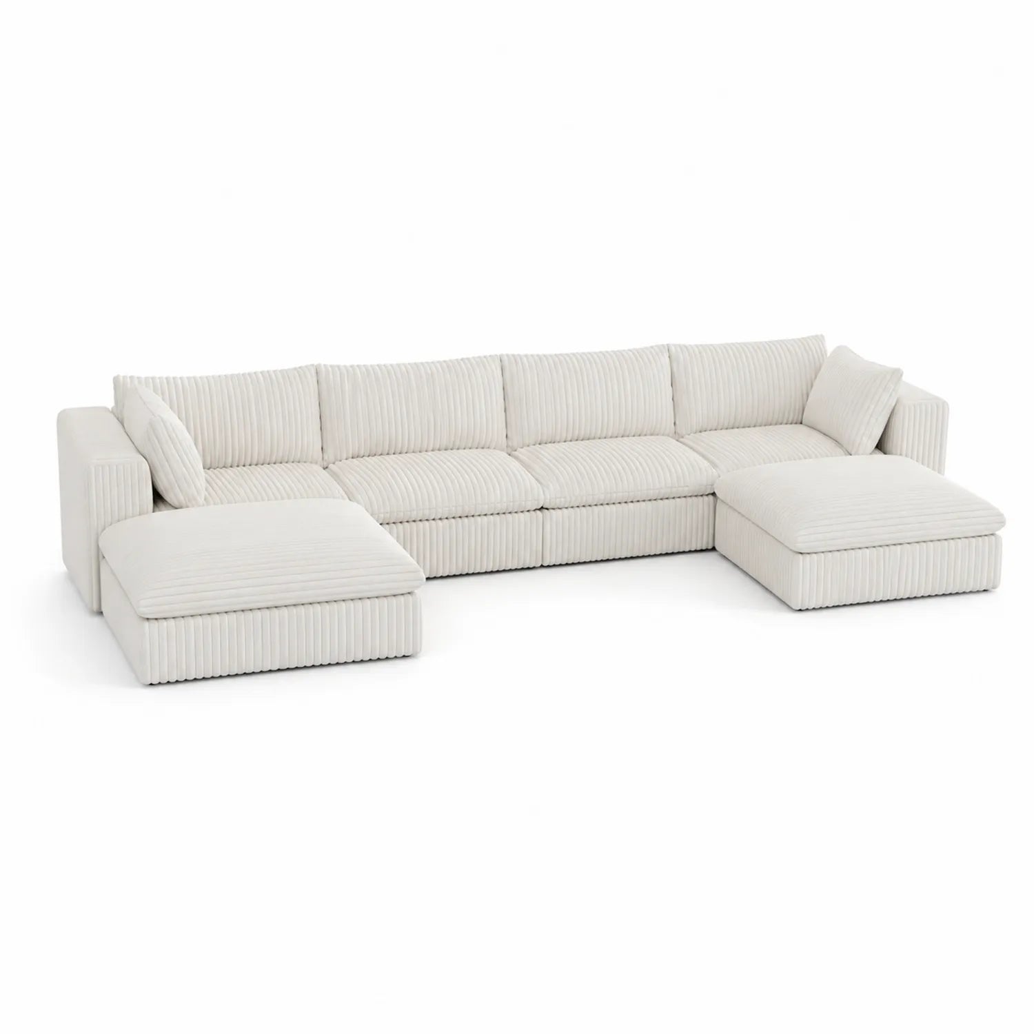 Divano angolare in velluto a coste beige