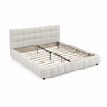 Letto matrimoniale beige con testiera imbottita
