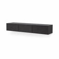 Mobile TV sospeso in legno MDF con pannelli geometrici Nero 180 cm