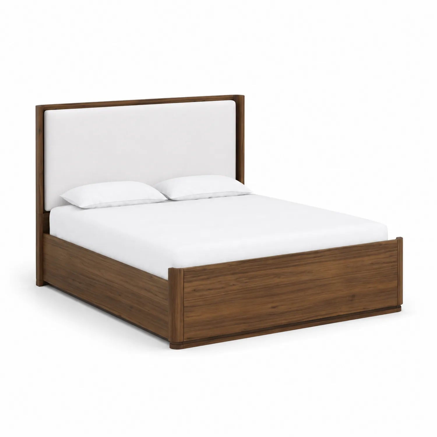 Letto matrimoniale in legno con testiera imbottita, 200x160 cm