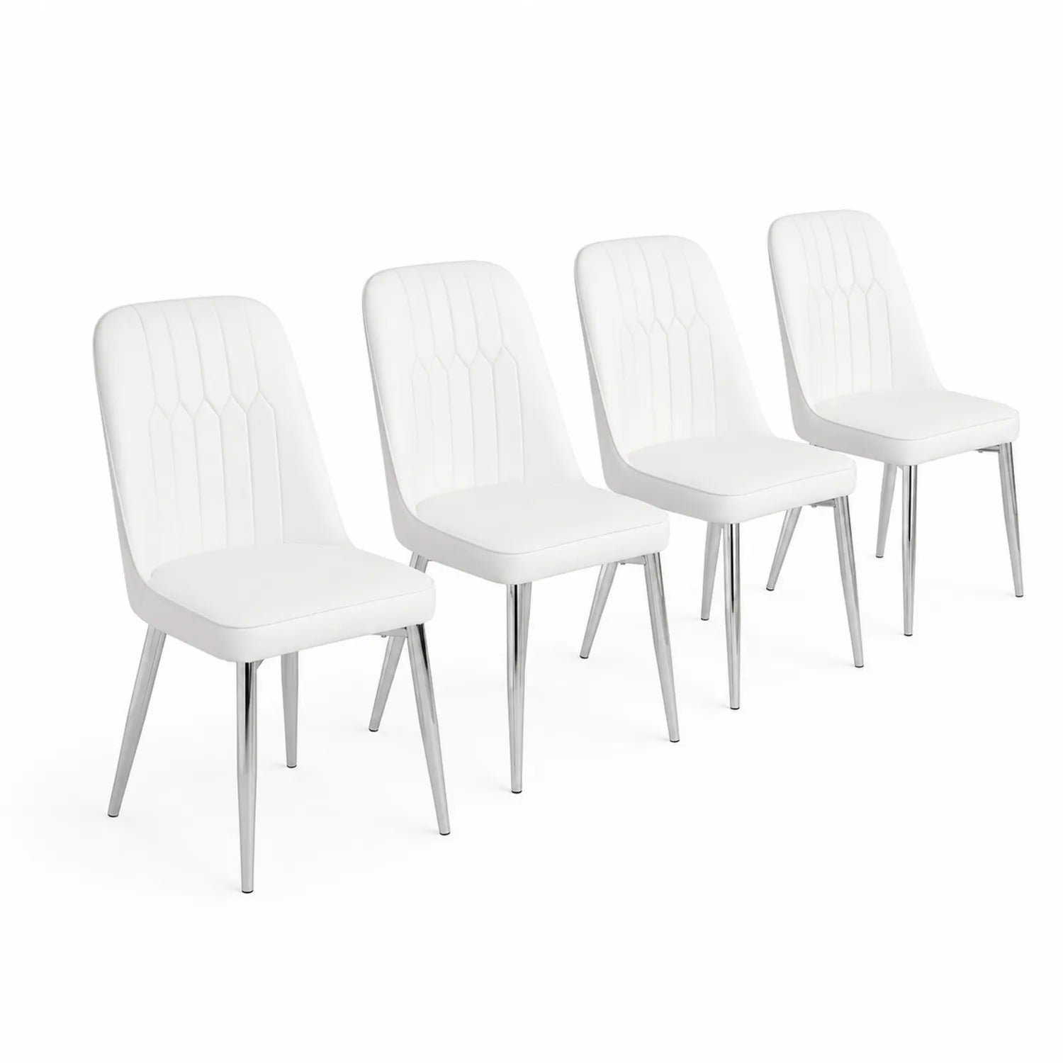 Set di 4 Sedie in Similpelle con Gambe Cromate