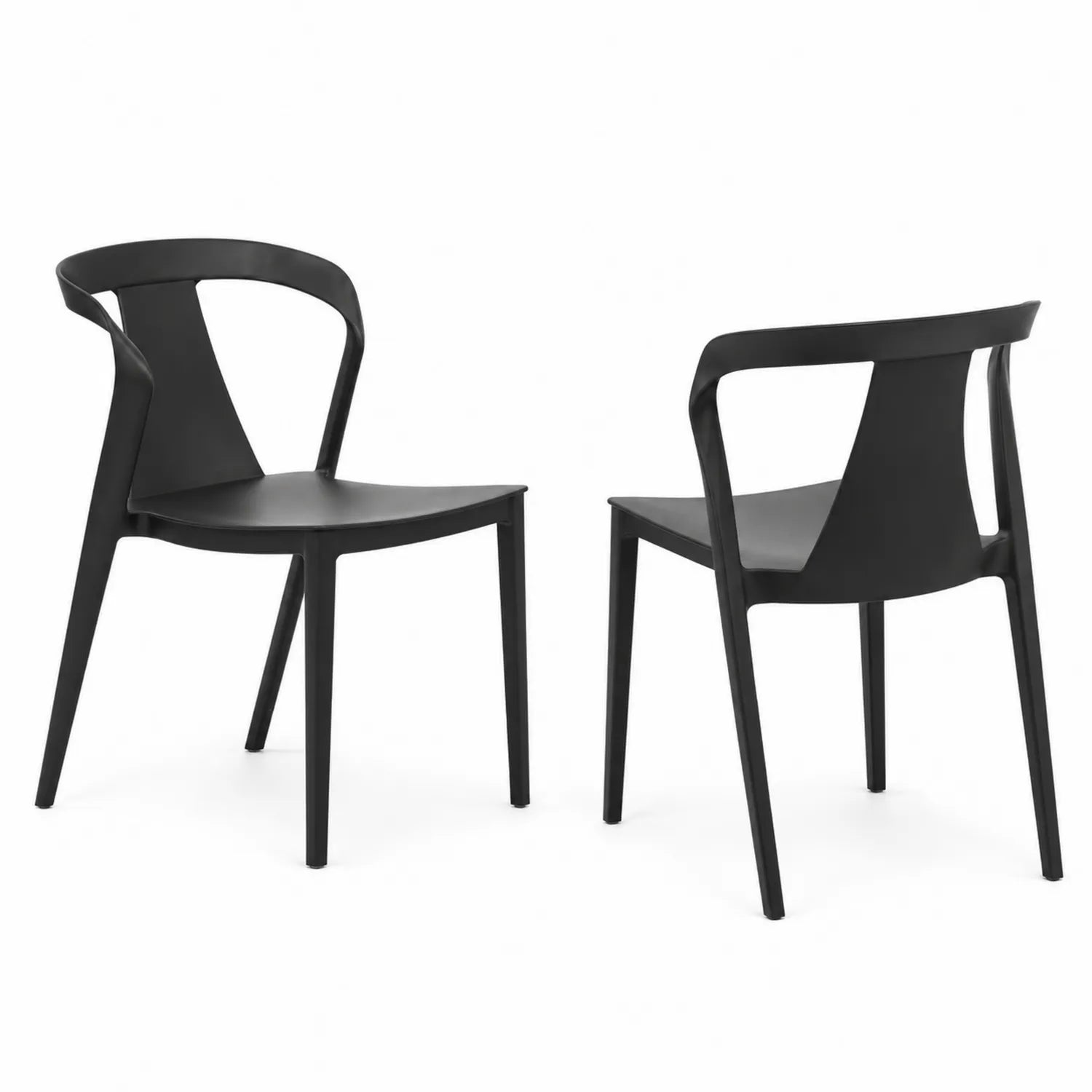 Set di 2 sedie in polipropilene nero, 82 cm