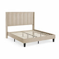 Letto matrimoniale in legno e tessuto Beige 200x160 cm