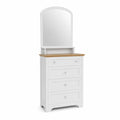 Cassettiera con Specchio Bianco e Rovere 4 Cassetti