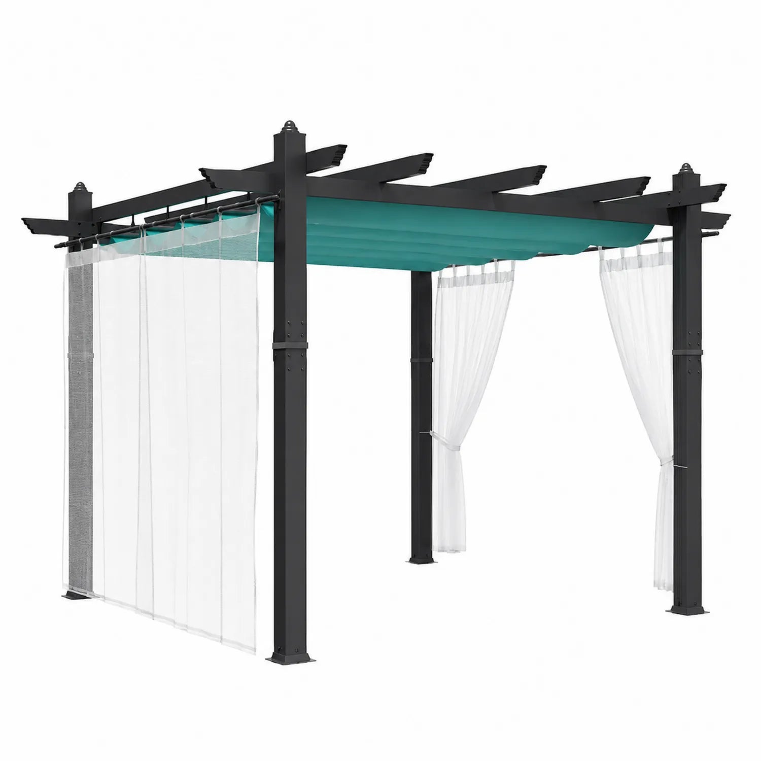 Gazebo in Alluminio con Tetto Retrattile 3x4 m Nero e Bianco