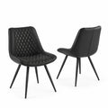 Set di 2 Sedie in Pelle Sintetica Nera con Gambe in Metallo