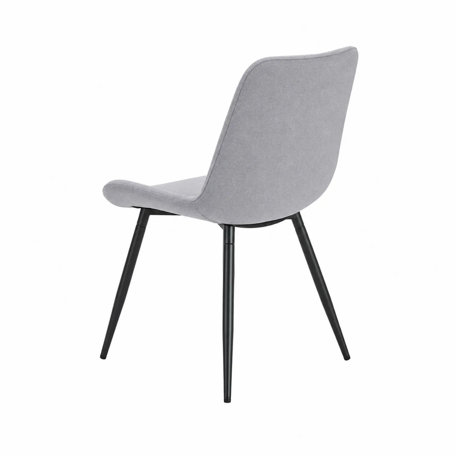 Sedia in tessuto grigio con gambe in metallo
