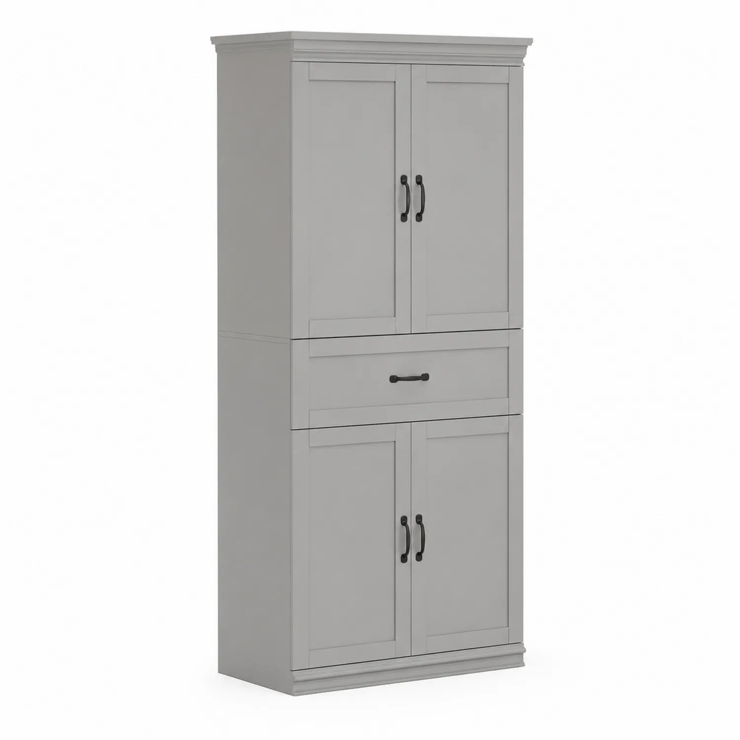Armadio in Legno con 4 Porte e 1 Cassetto Grigio