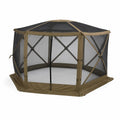Gazebo Ottagonale con Zanzariera in Acciaio e Poliestere Marrone/Nero