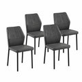 Set di 4 Sedie in Pelle Sintetica con Gambe in Metallo Grigio