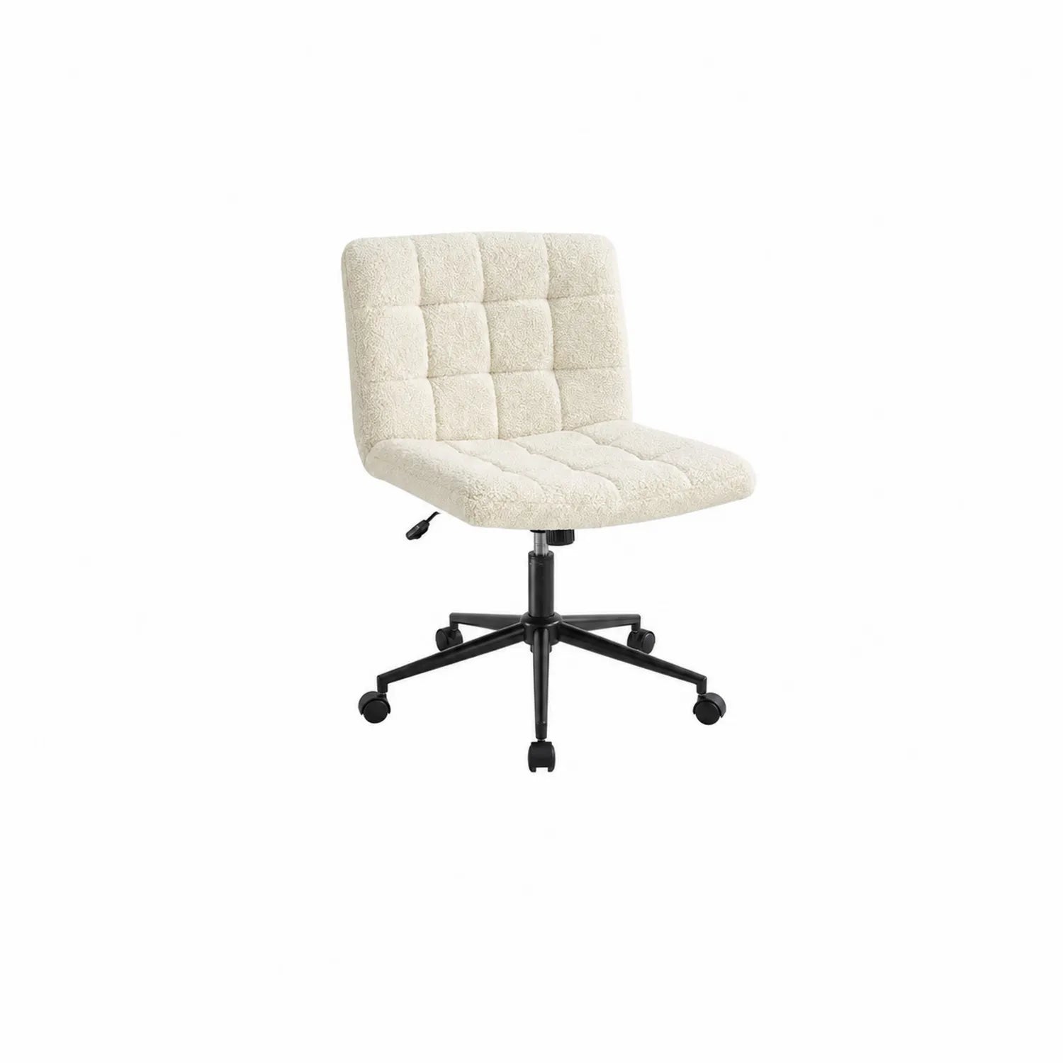 Sedia da ufficio regolabile in tessuto beige con base in metallo nero