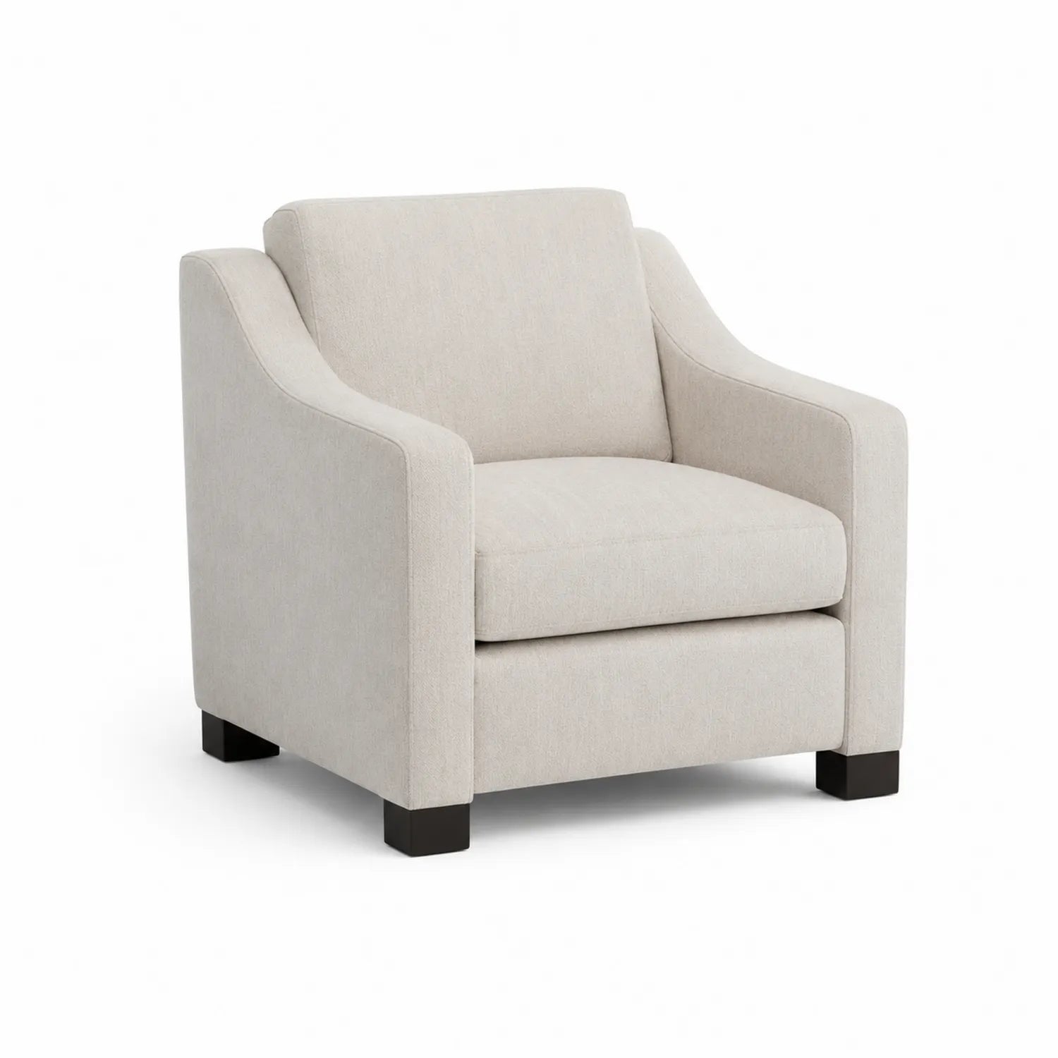 Poltrona in Tessuto Beige con Struttura in Legno