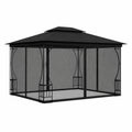Gazebo in Metallo Nero 3x3 m con Zanzariera