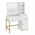 Toeletta in Legno MDF con Specchio LED e Gambe in Metallo