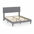 Letto matrimoniale con testiera imbottita in ecopelle grigio 160x200 cm