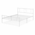Letto Matrimoniale in Metallo Bianco con Decorazione a Cuore 200x140 cm