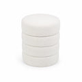 Set di Pouf Rotondi Impilabili in Tessuto Poliestere Bianco