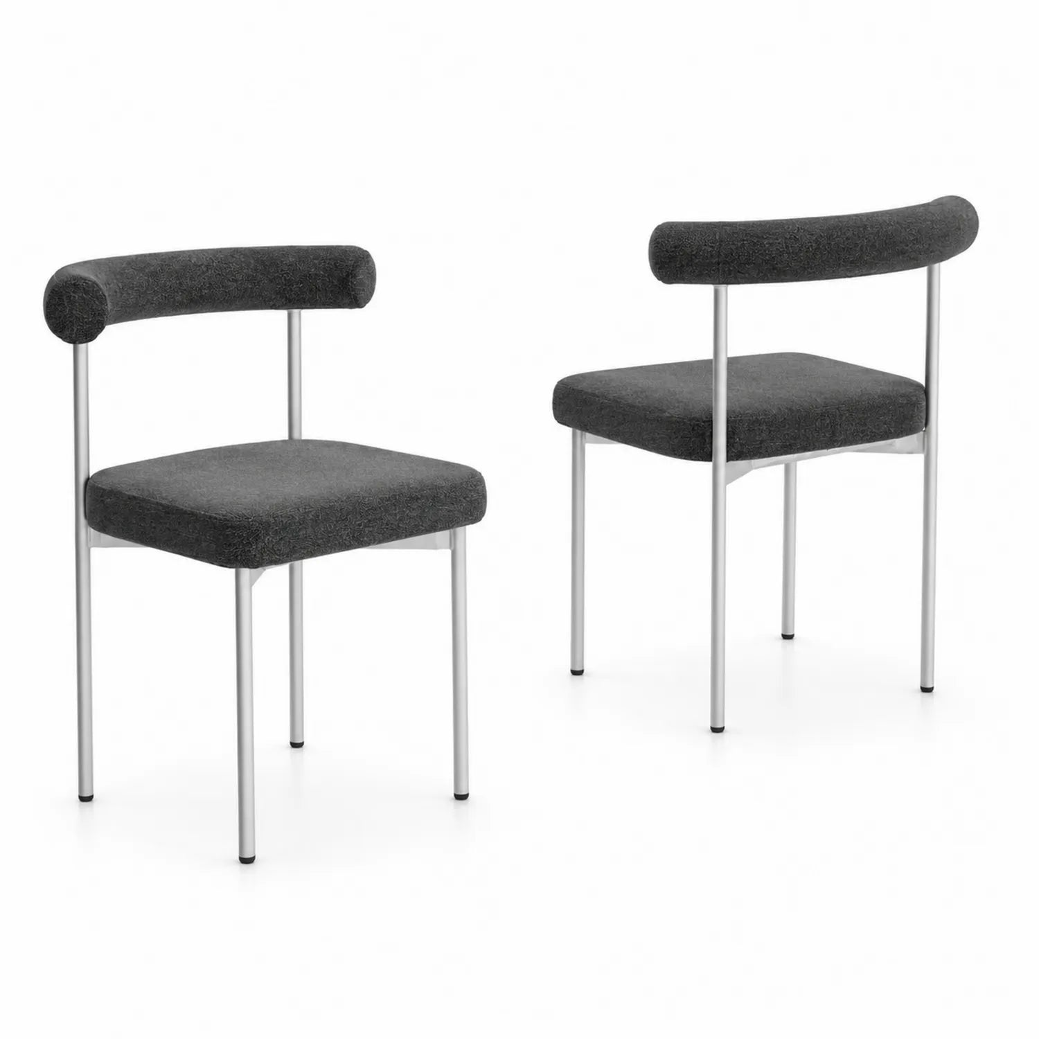 Set di 2 sedie da pranzo in tessuto grigio con struttura in metallo