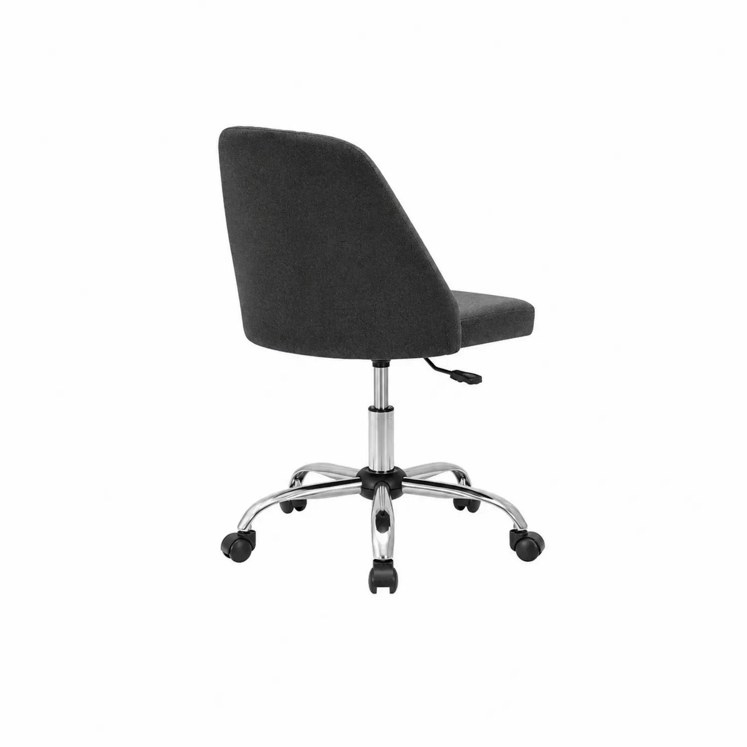 Sedia da ufficio in tessuto grigio con base in acciaio cromato