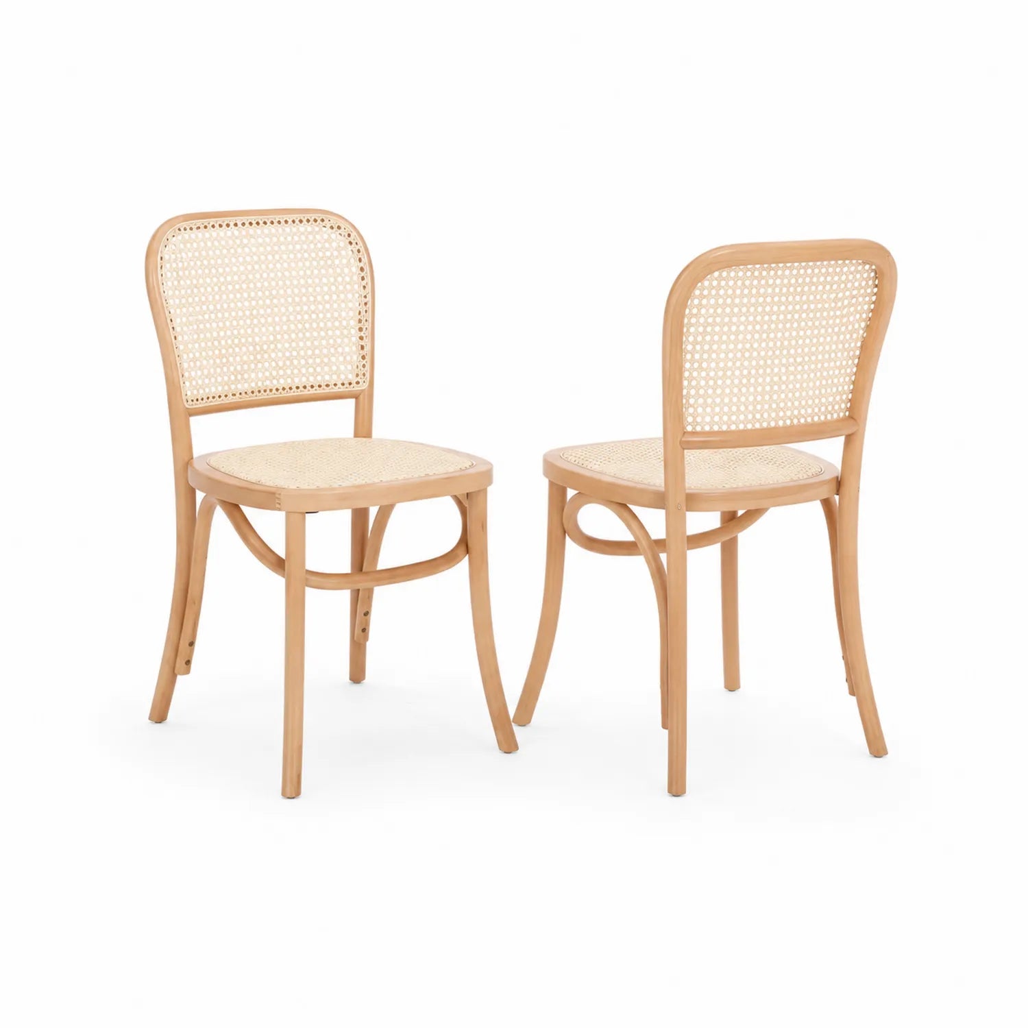 Set di 2 sedie in legno di faggio e rattan