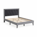 Letto Matrimoniale Metallo Grigio con Testiera in Velluto