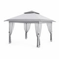 Gazebo da Giardino in Metallo con Tenda Grigia 3x3m