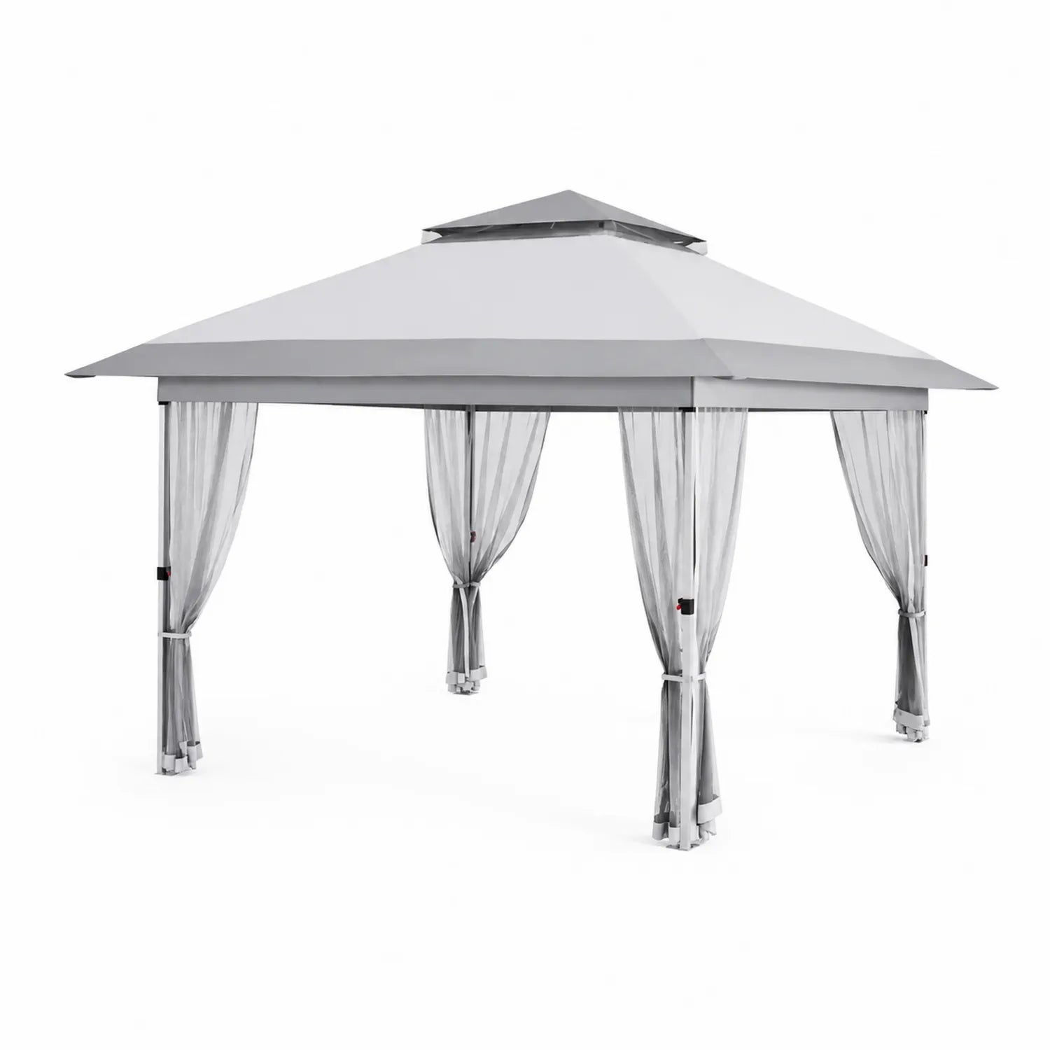 Gazebo da Giardino in Metallo con Tenda Grigia 3x3m