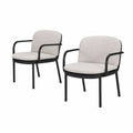 Set di 2 sedie in metallo nero con cuscini in tessuto poliestere grigio