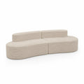 Divano modulare curvo in velluto beige 300x150x80 cm