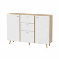 Credenza in MDF con ante e cassetti bianchi 120x35x85 cm