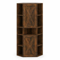 Armadio ad Angolo in Legno MDF Marrone con Ripiani