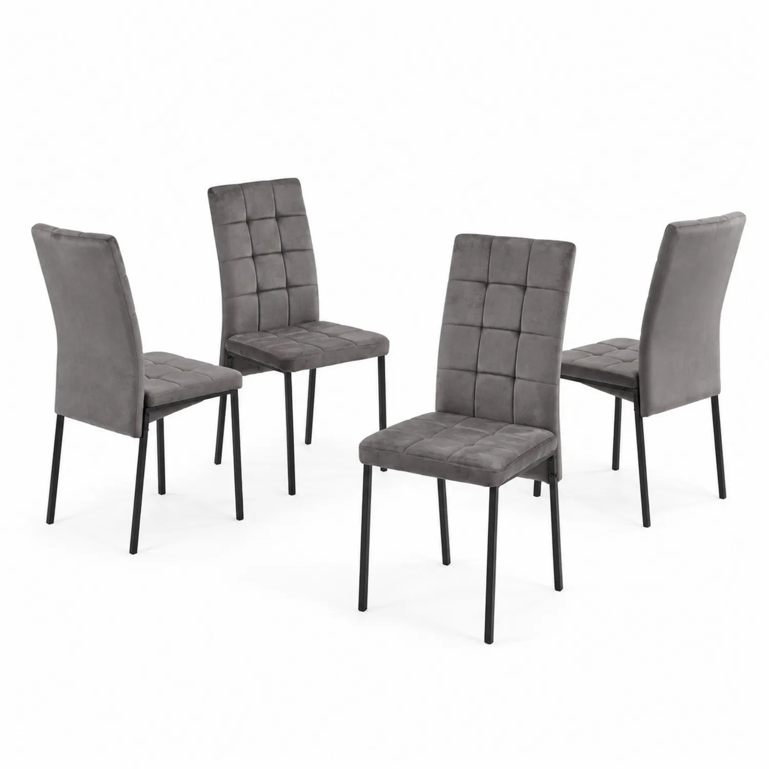 Set di 4 sedie in velluto con gambe in metallo