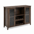 Credenza in legno marrone con ante in vetro temperato