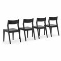 Set di 4 Sedie Nero in Legno Massello