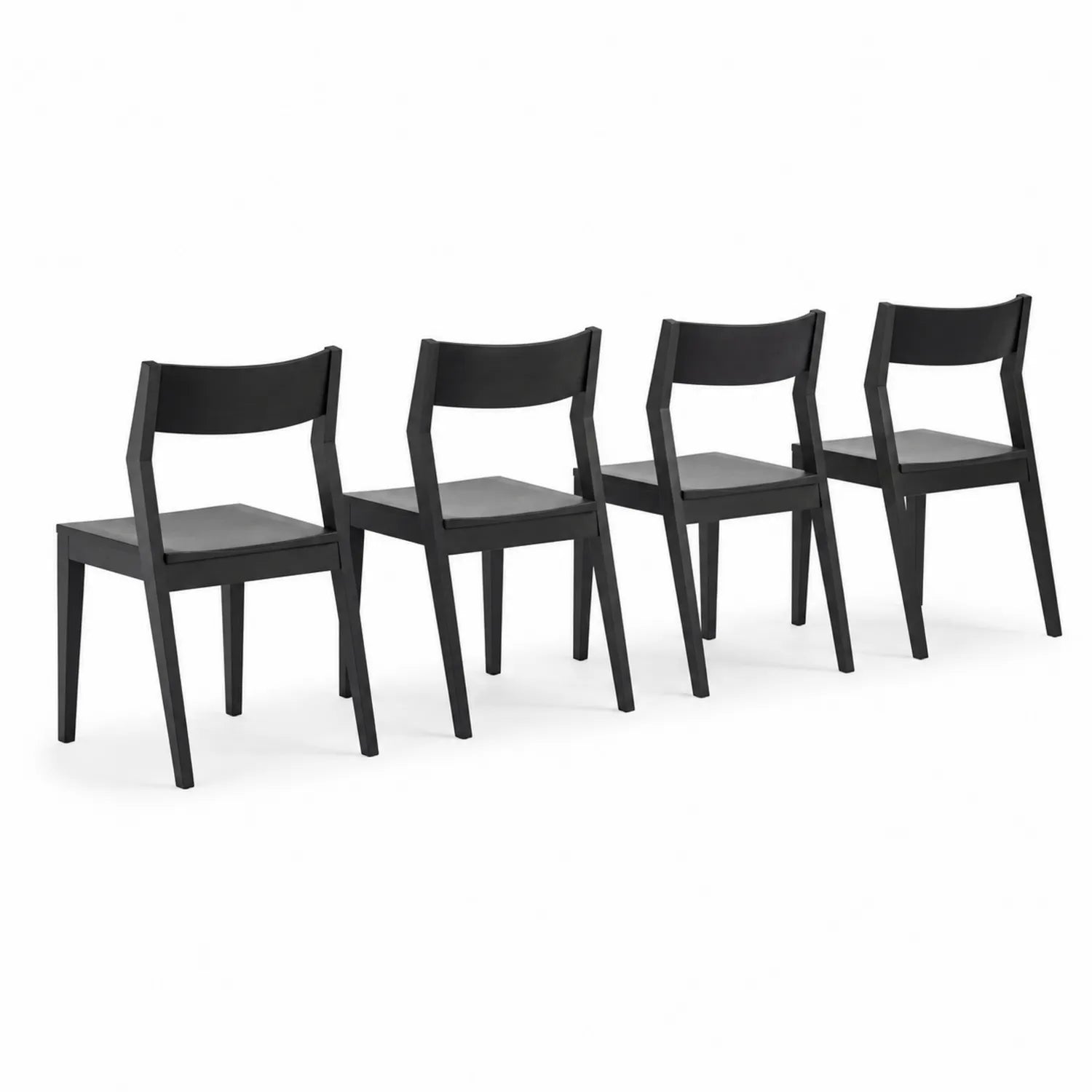 Set di 4 Sedie Nero in Legno Massello