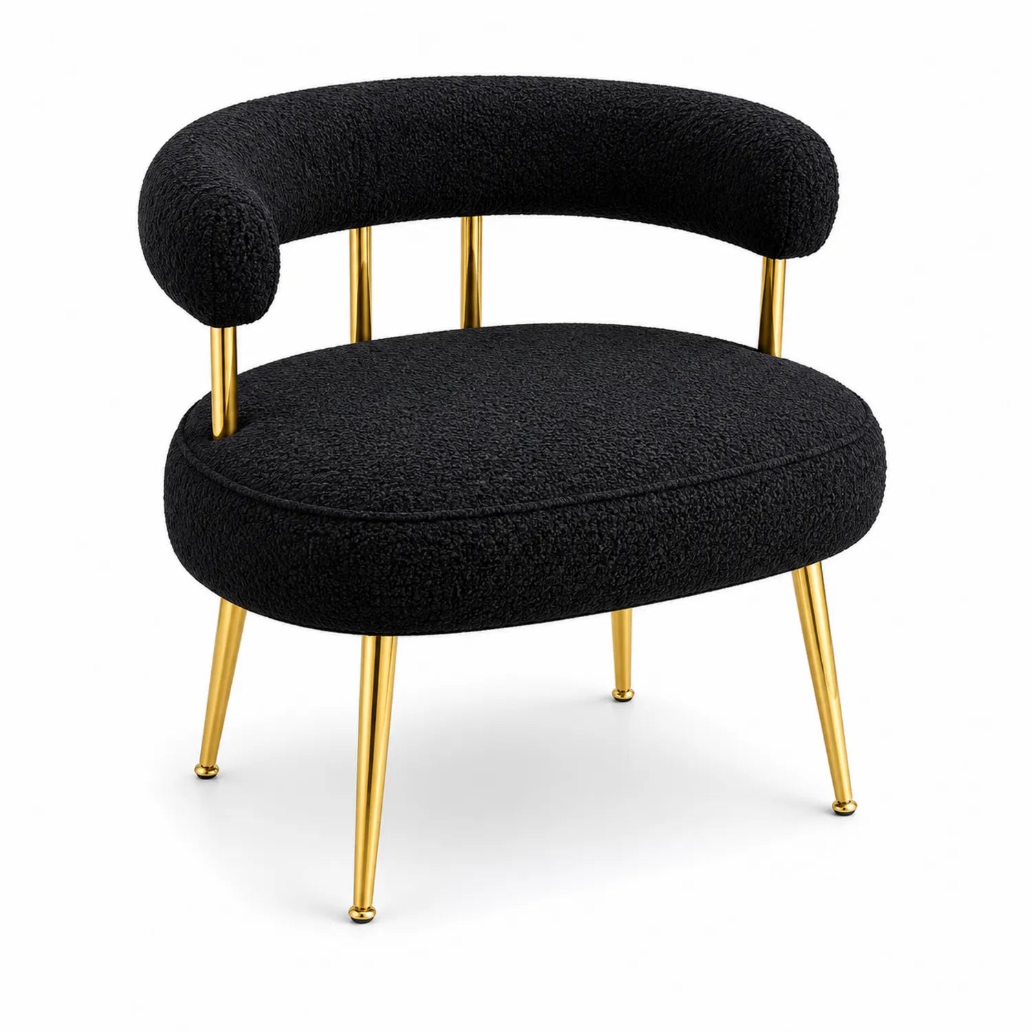 Sedia in tessuto nero con gambe dorate