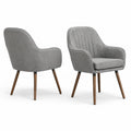 Set di 2 sedie in tessuto grigio con gambe in legno