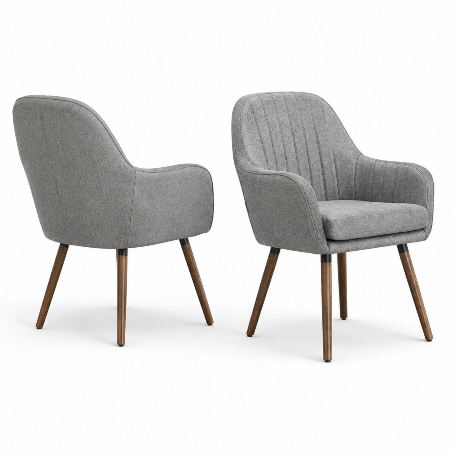Set di 2 sedie in tessuto grigio con gambe in legno