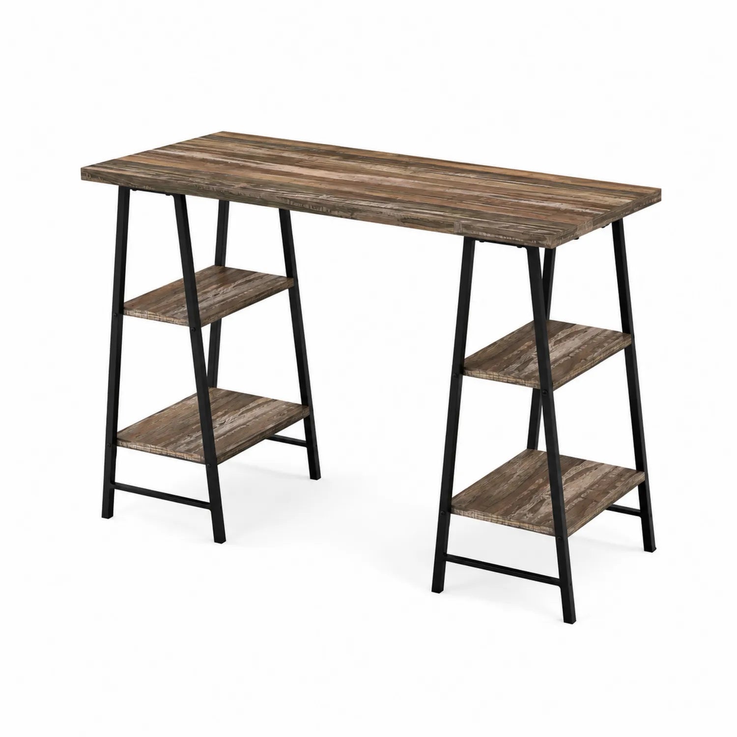 Scrivania in Legno e Metallo con Ripiani 120x60x75 cm