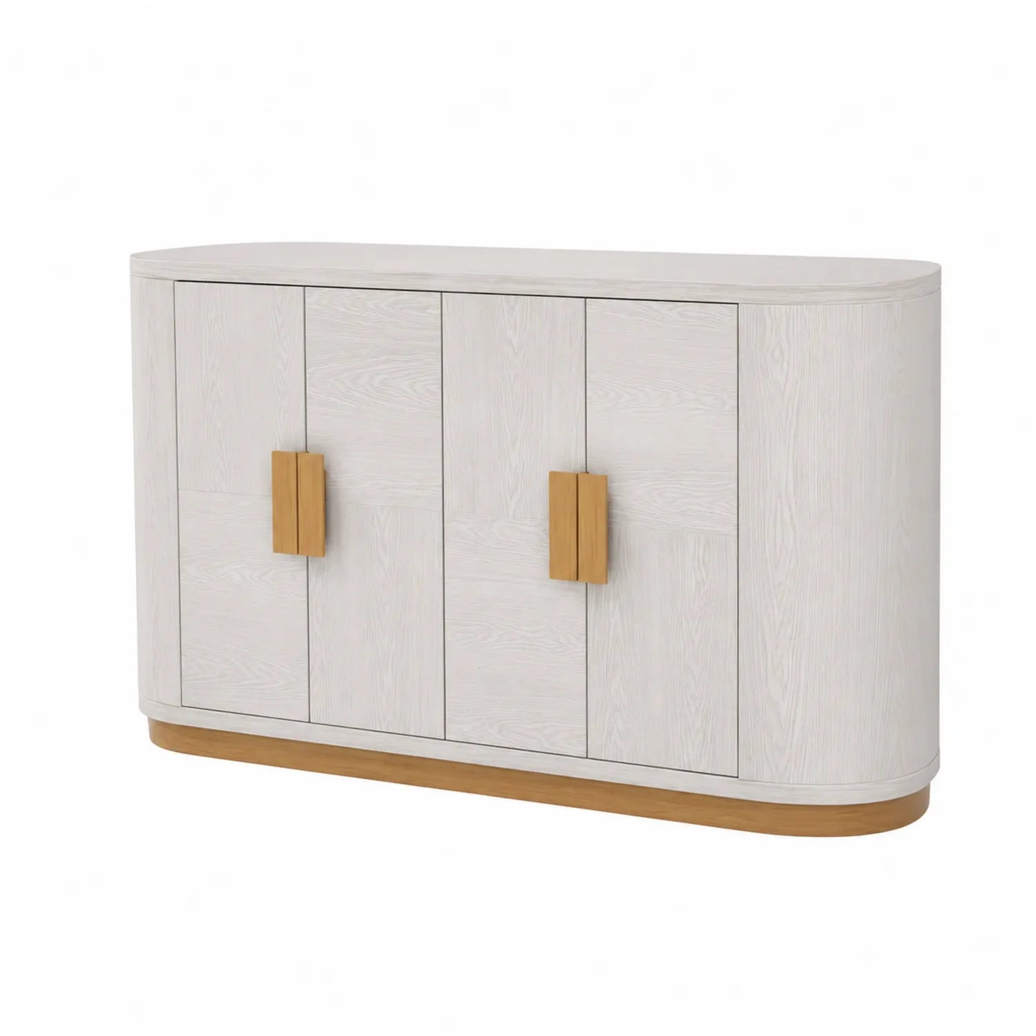 Credenza in legno bianco con maniglie in legno