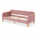 Letto singolo in velluto con struttura in legno
