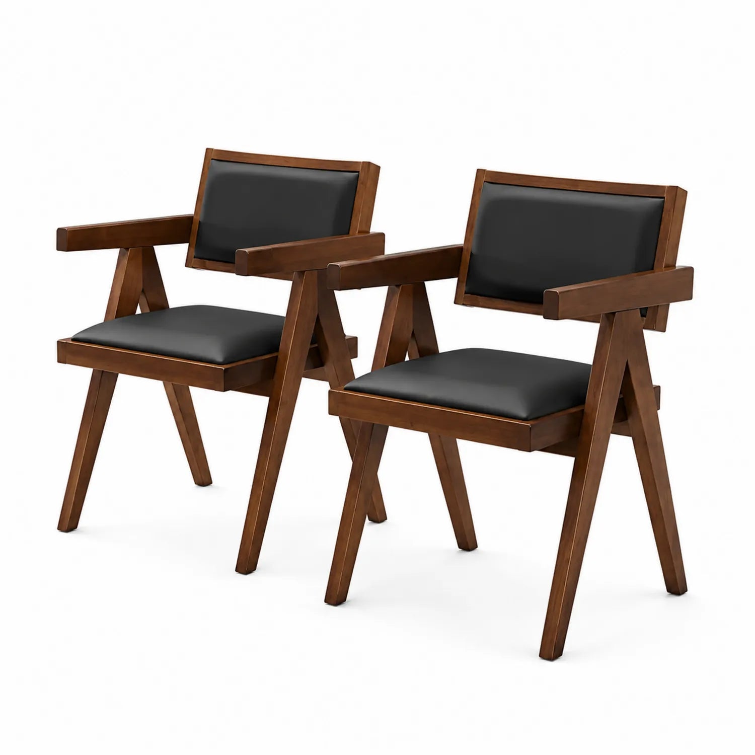 Set di 2 sedie in legno massello con seduta in ecopelle