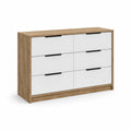 Cassettiera 6 Cassetti in Legno e MDF Bianco e Rovere