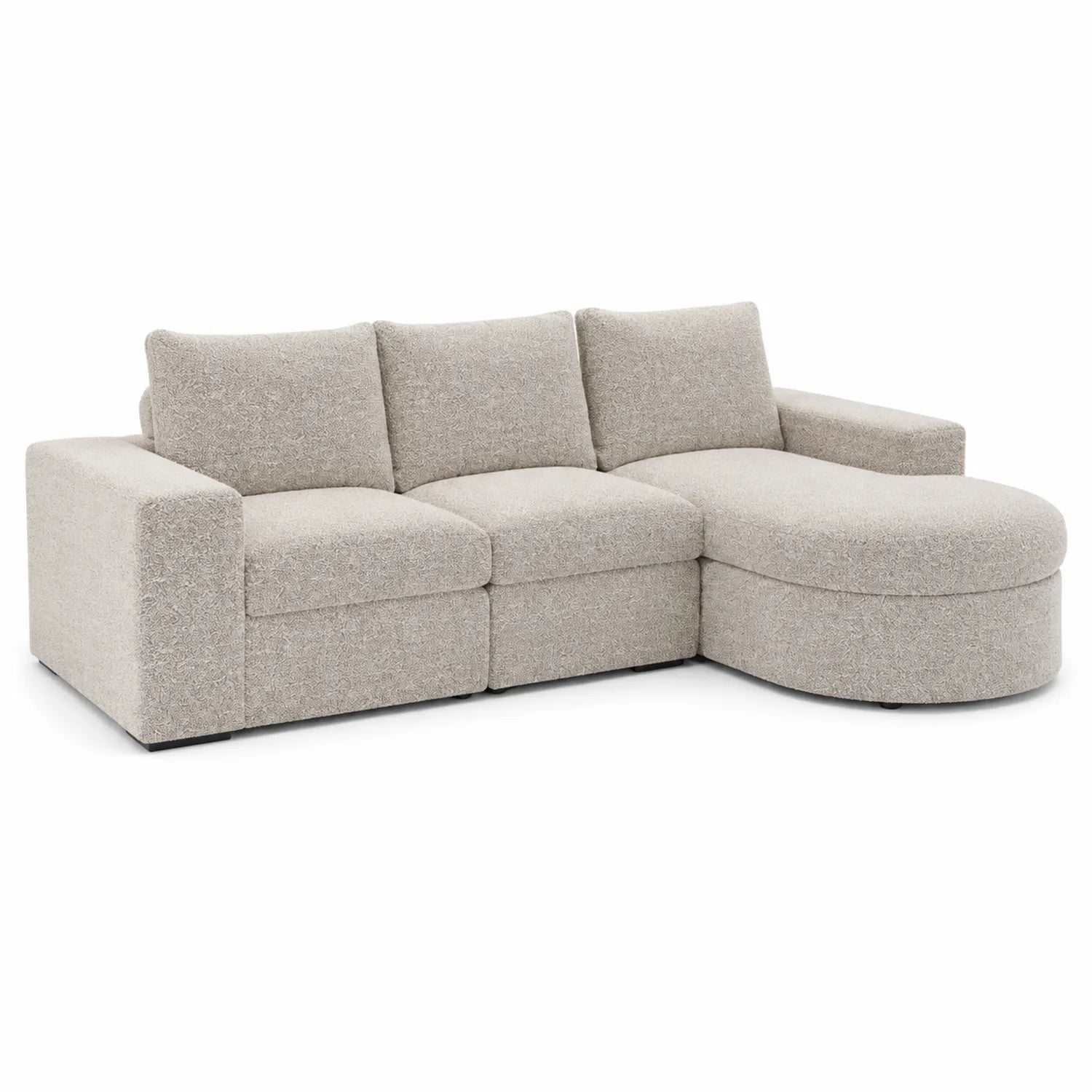 Divano ad angolo in tessuto con chaise longue Tessuto Beige