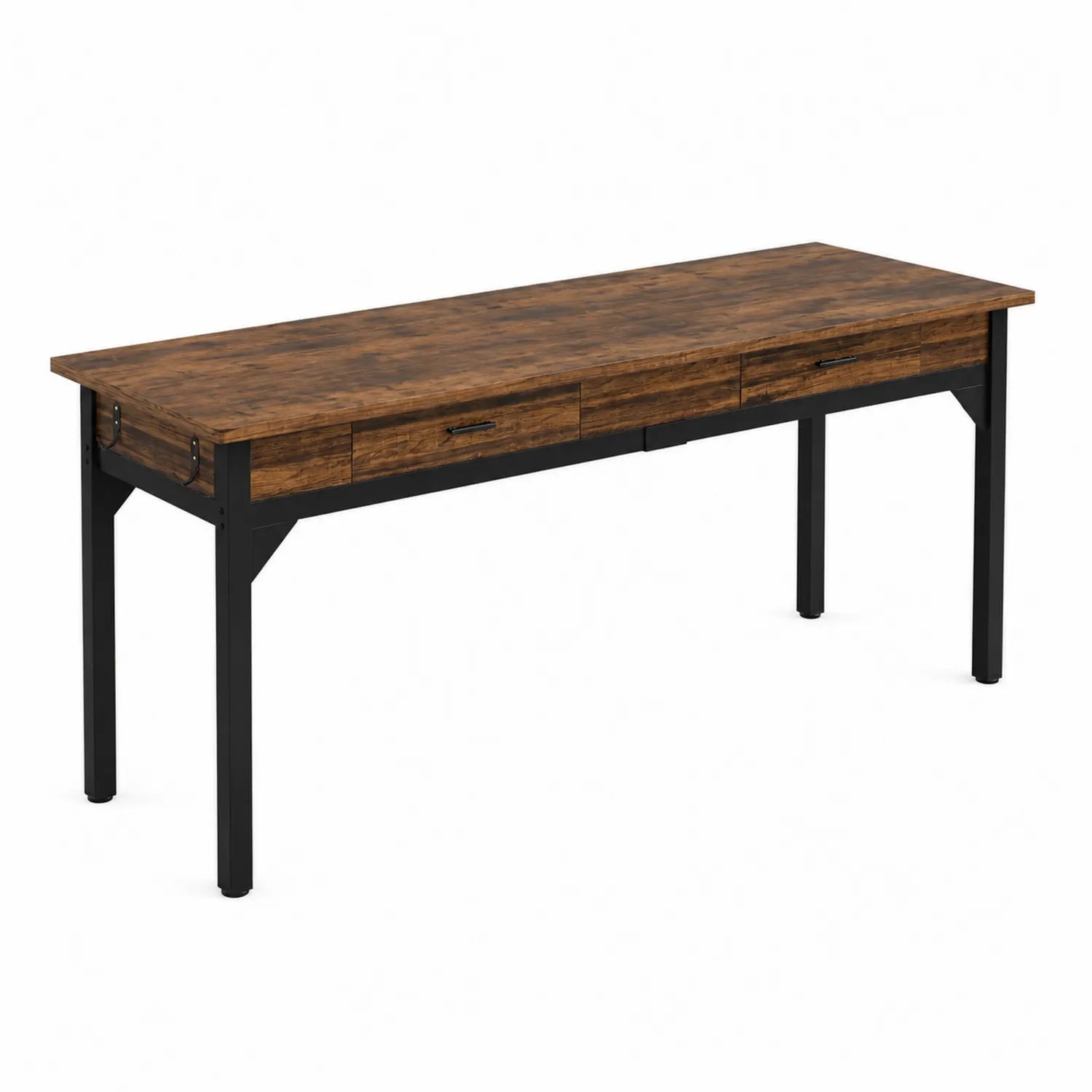 Scrivania rettangolare in legno e metallo con cassetti 140x60x76 cm