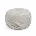 Pouf tondo in pelliccia sintetica grigio chiaro, diametro 60 cm