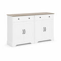 Credenza in MDF bianco con ripiano effetto rovere chiaro 130x40x80 cm