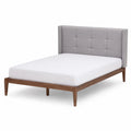 Letto matrimoniale con testiera in tessuto e struttura in legno 200x160 cm